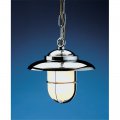 Verchromte Pützellampe (Gitterlampe als Deckenlampe), Schirm-Ø 22 cm Gesandstrahlt