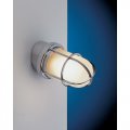 Gitterlampe verchromt, rund, schmal für Wandmontage im 15 ° Winkel, Ø 100 mm Transparent